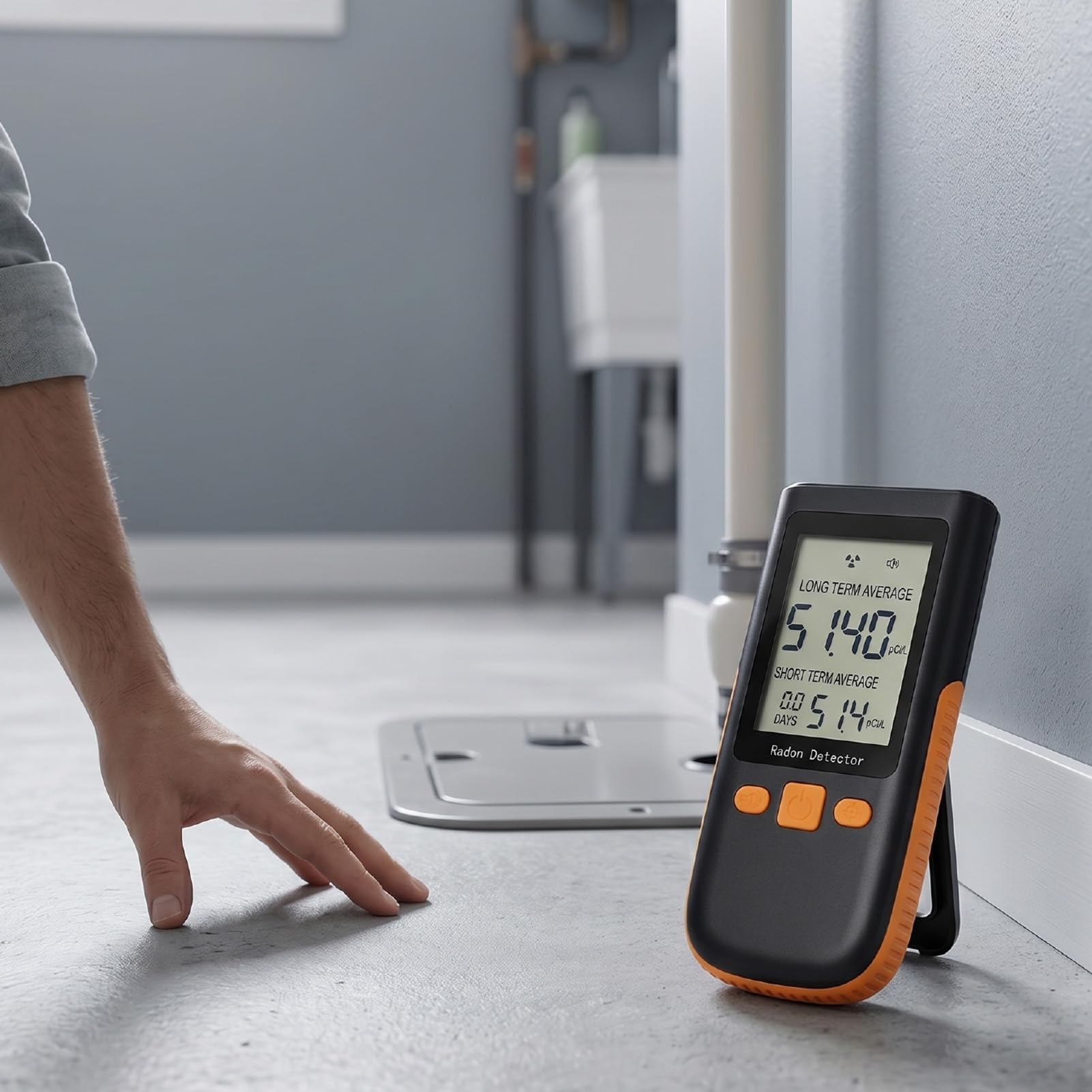 Rilevatore di Radon Portatile da 0-270 PCi/L (da 0 a 9999 Bq/m²) | Monitor con sensore ionico ad alta precisione per l'home office, facile da usare con schermo LCD, aggiornamenti orari in