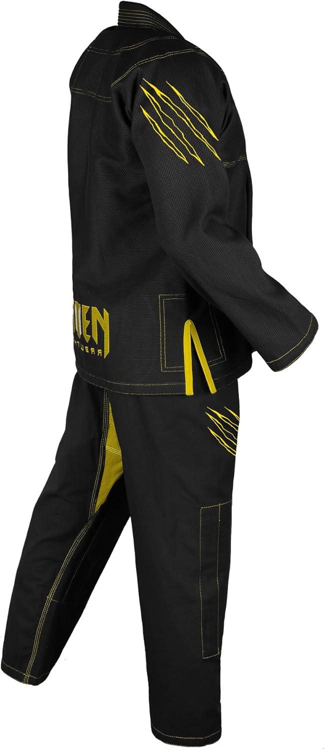 Raven Fightwear Men's BJJ Horror Werewolf Brazilian Jiu Jitsu Uniform Jiu Jitsu Premium BJJ Gi Black