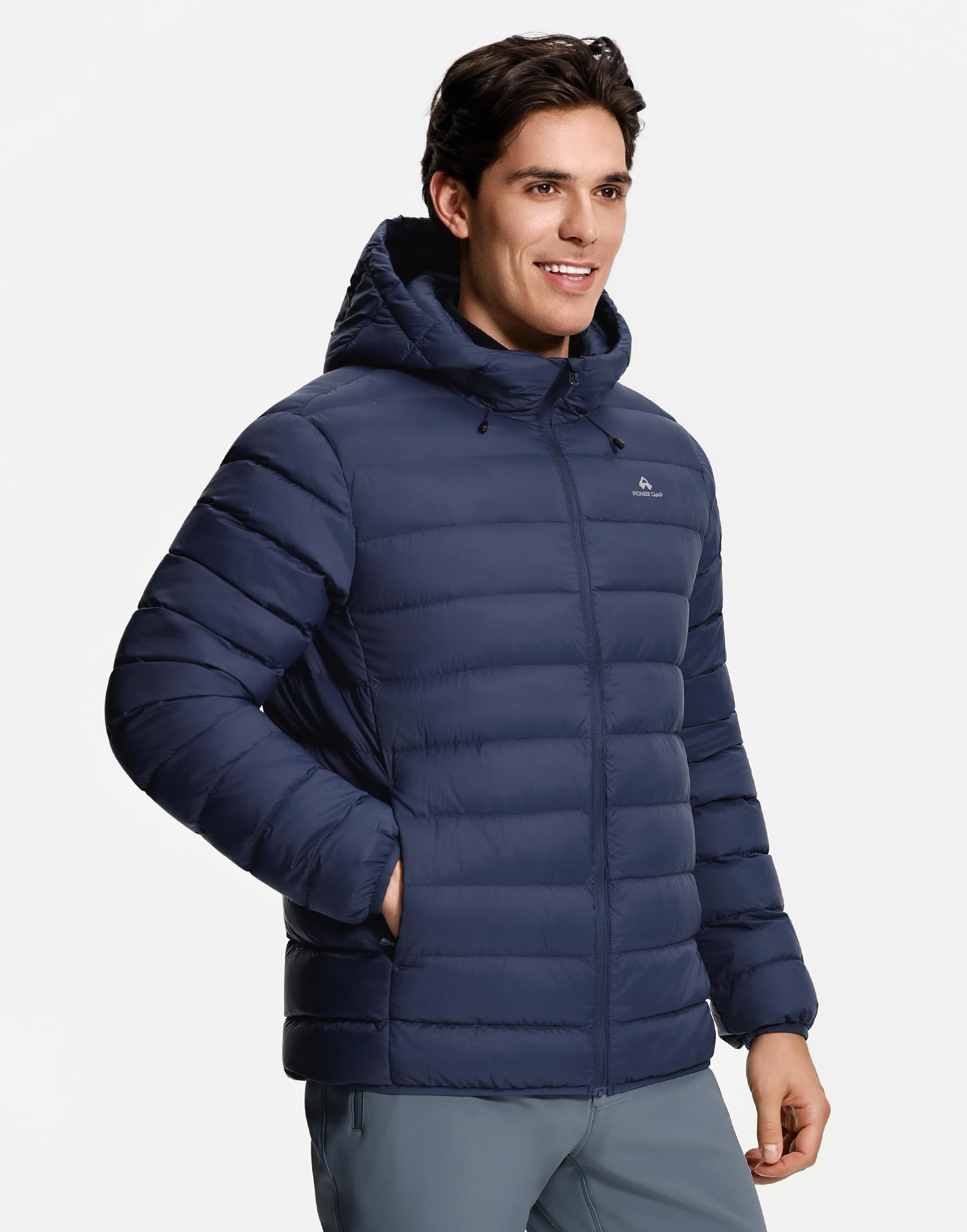 Pioneer Camp Piumino invernale da uomo, 90% piumino d'anatra, 650, leggero, caldo, trapuntato, impermeabile, antivento, con cappuccio