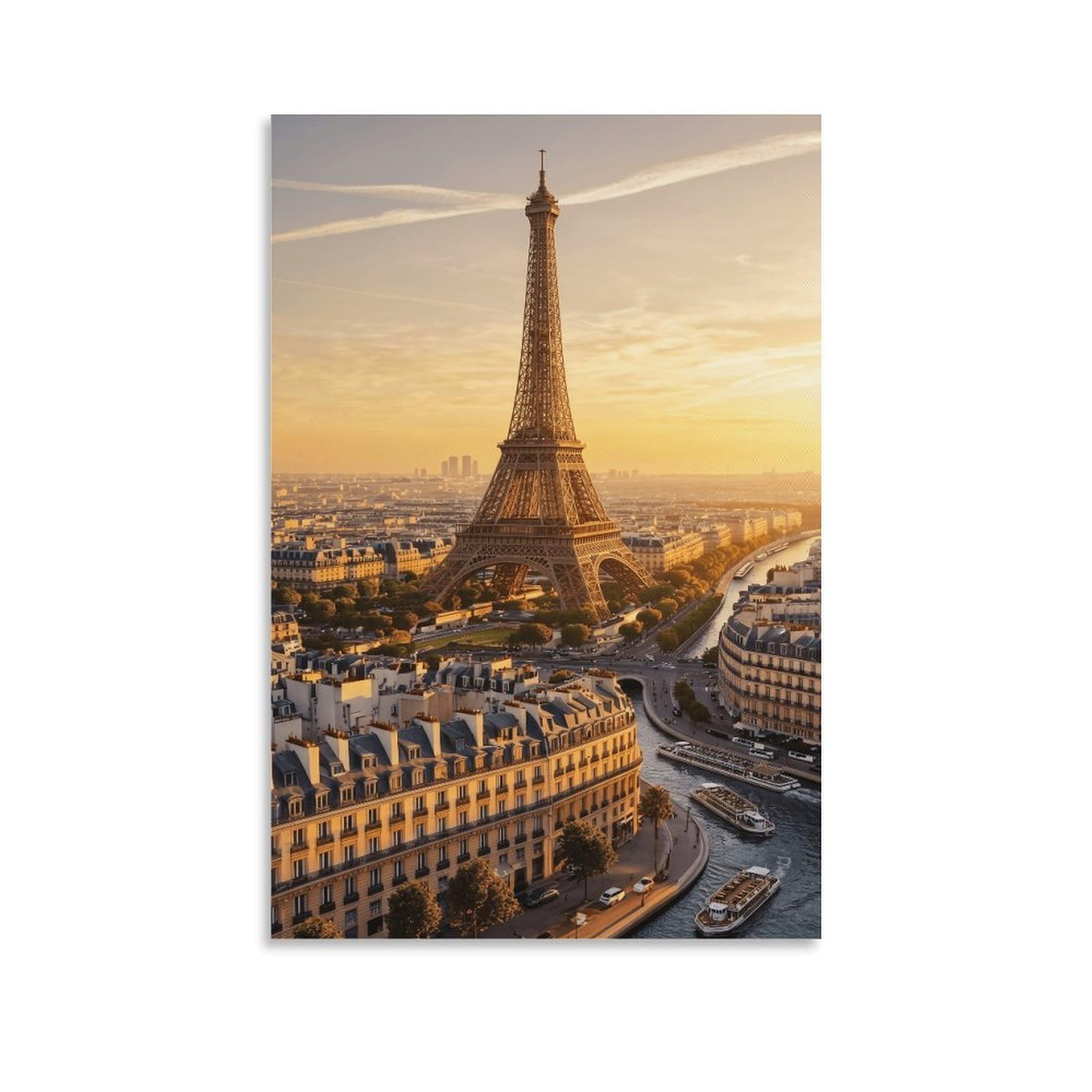 Eiffel Tower Paris Poster Artwork Canvas Prints Picture Modern Canvas Wall Art Picture Wall Hanging for Bedroom Living Room Decor 08x12inch(20x30cm)