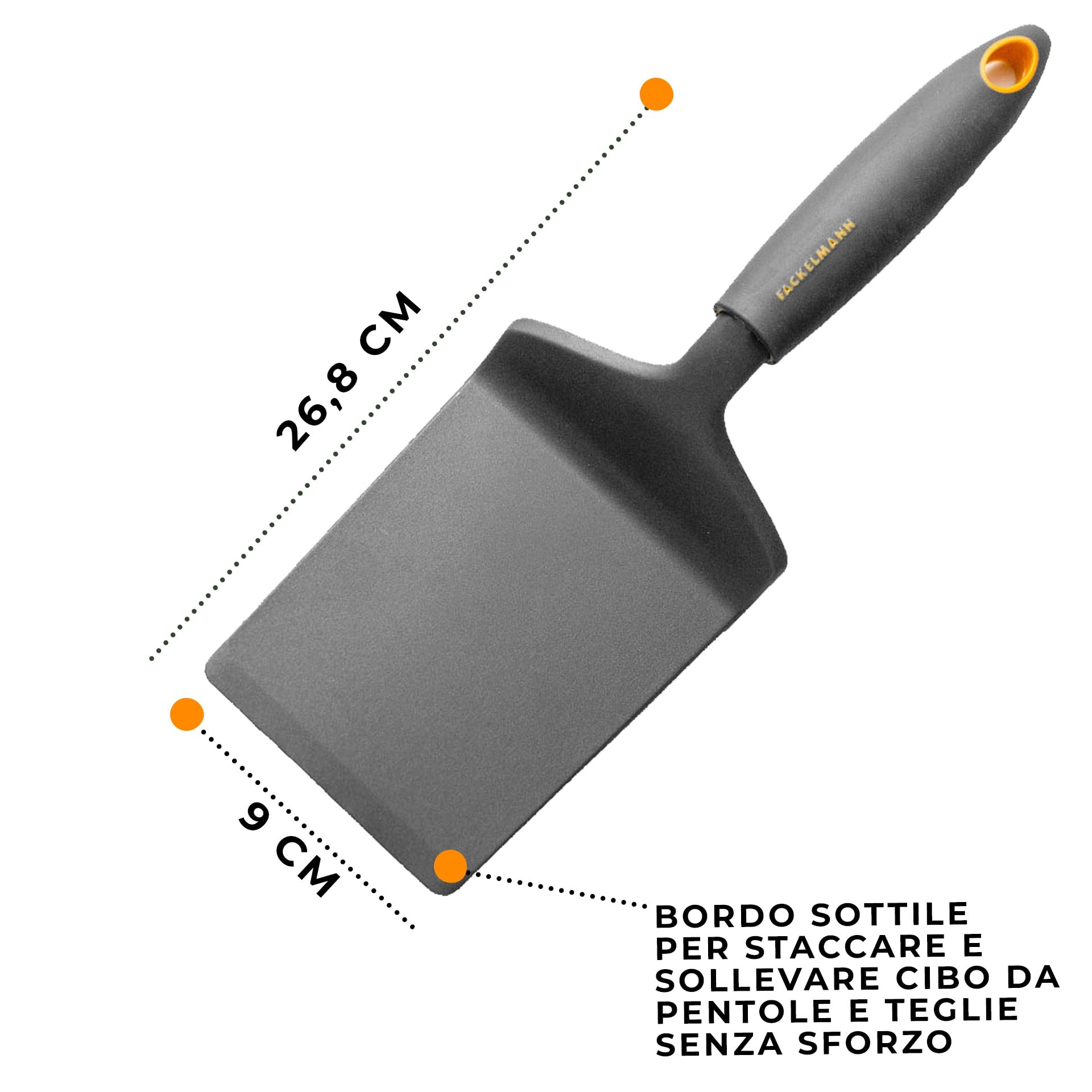Fackelmann Paletta Lasagnein Nylon 30x4x9 cm Linea Soft Collection - Praticità D'Uso - Lavabile in Lavastoviglie - Materiali Resistenti Termoplastico e Nylon