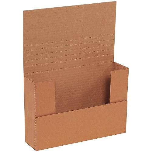 Aviditi Cajas de correo de papel kraft marrón de fácil plegado, 9 1/2 x 6 1/2 x 2 pulgadas, paquete de 50, a prueba de aplastamiento, para envío,