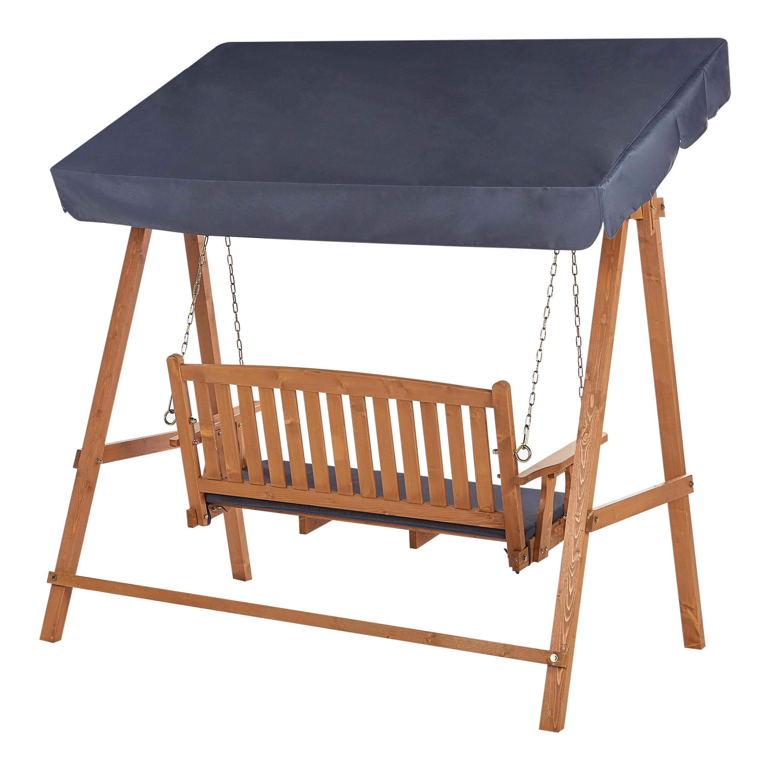 Balancelle d'Extérieur Moderne en Bois d'Epicéa avec Auvent Gris Foncé Fibbialla