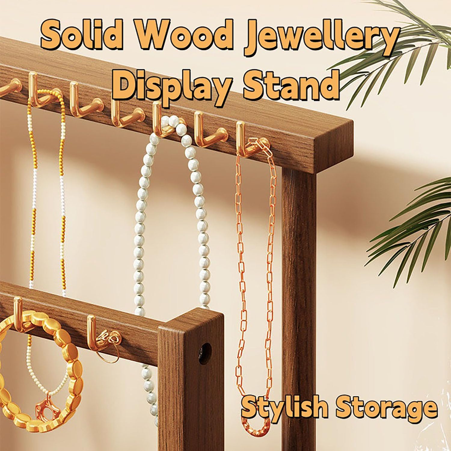 Wood Jewelry Stand Necklace Bracelet Earring Scrunchie Storage Tray