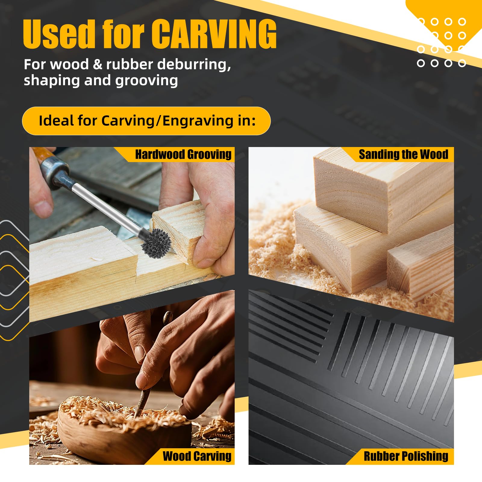 Carbide Rotary Burrs - Wood Carving Kit -9