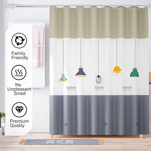 Miniatura 5 de Forro de cortina de ducha, forro de ducha de PEVA 4G, cortinas de ducha impermeables de plástico, con agujeros de ojales y 3 pesos magnéticos (luz