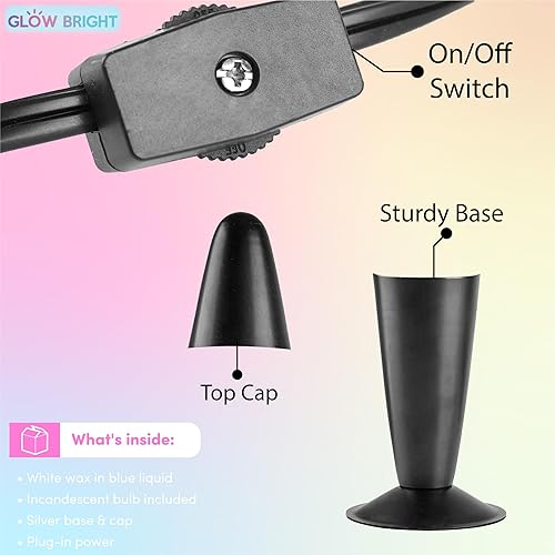 Miniatura 4 de Lámpara de volcán Rocket Glow de 16 pulgadas con base negra, cristal arcoíris y cera blanca, lámpara novedosa y decoración del hogar para adultos,