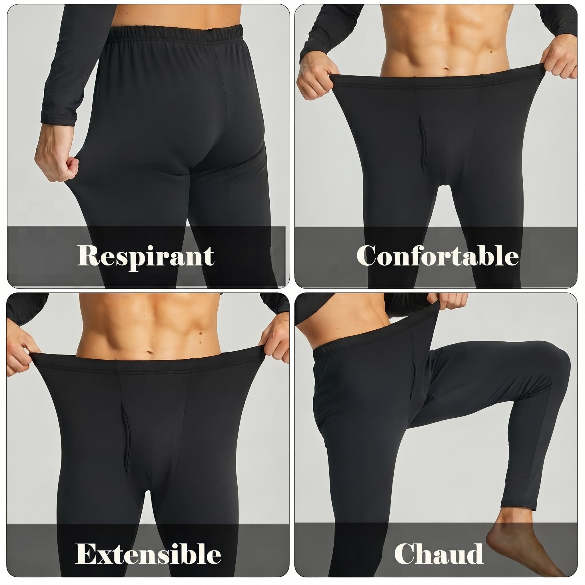 Męskie 2-pak długich majtek termicznych na zimę Slim Fit
