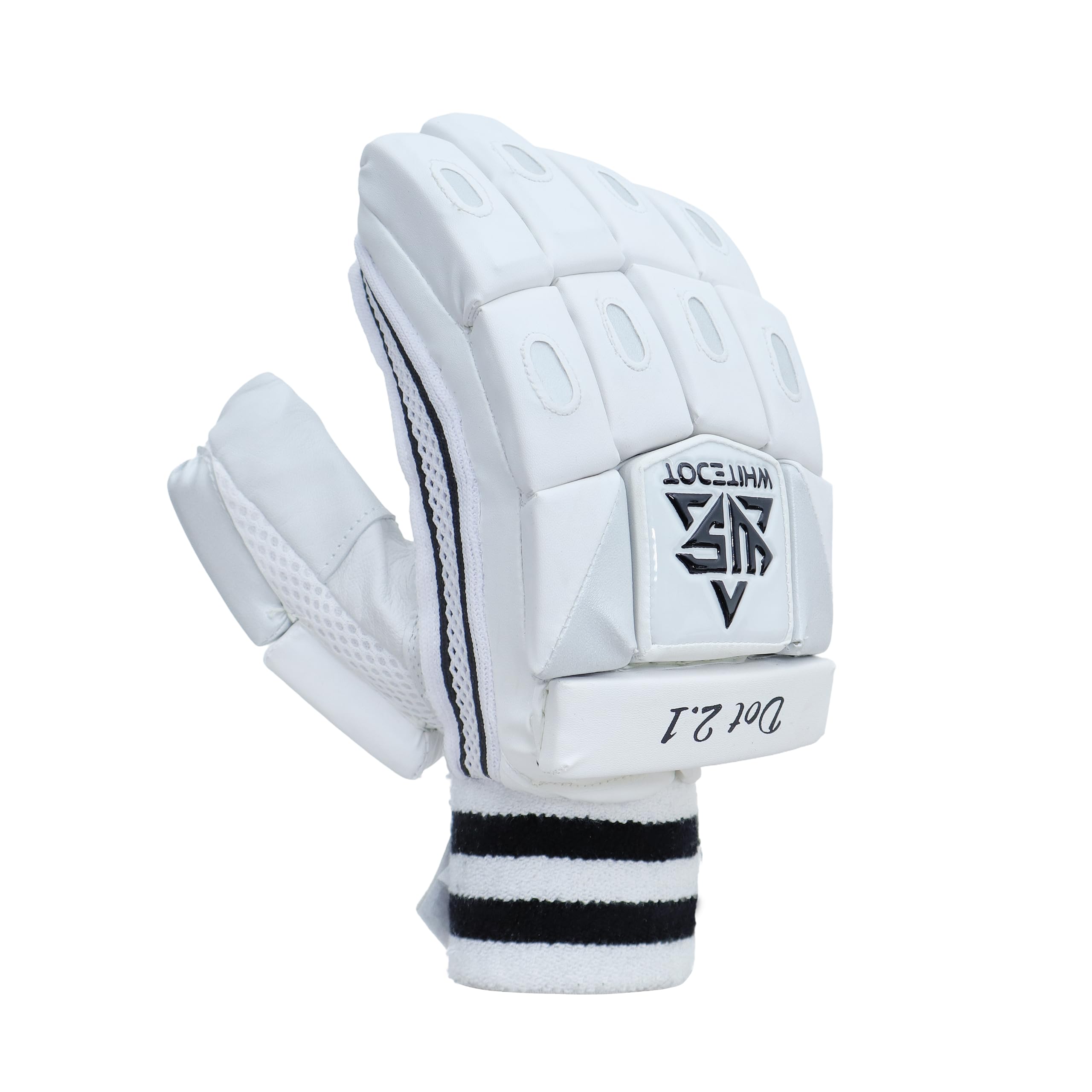 Whitedot Dot 1.0 Cricket Batting Gloves(Leather), Youth, RH, White 4