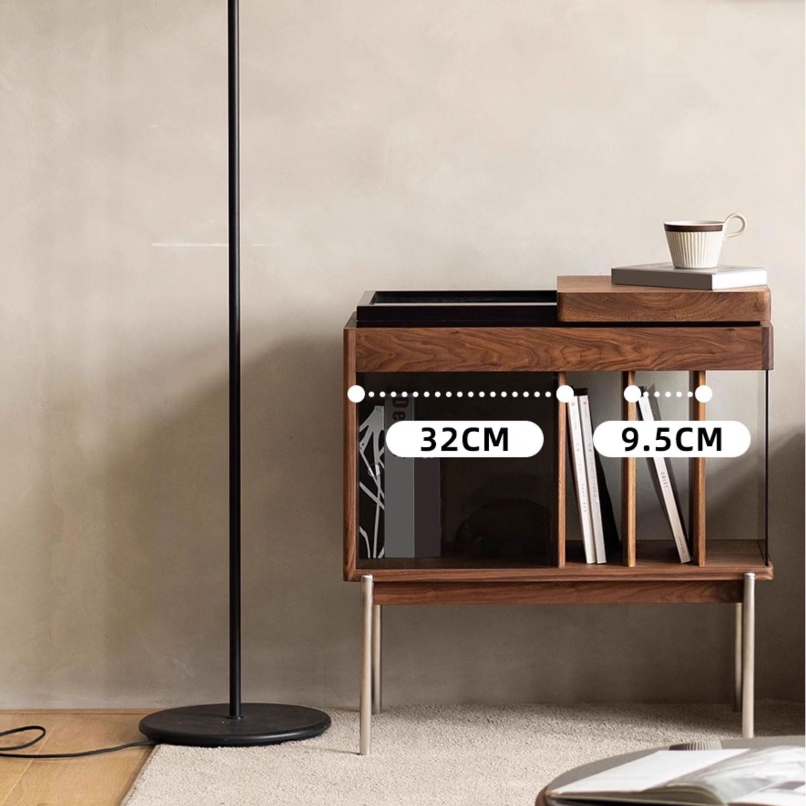 Ufficio Armadietto laterale con portadischi in vinile in legno dal minimalismo retrò Scaffale porta dischi