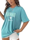 Women's Oversized T Shirts Letter Print Casual Summer Tops Graphic Tees for Women