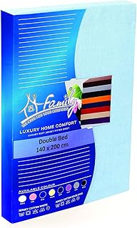 Familia ropa de cama algodón grueso jersey doble cama sábana bajera ajustable, 140 cm x 200 cm, color azul