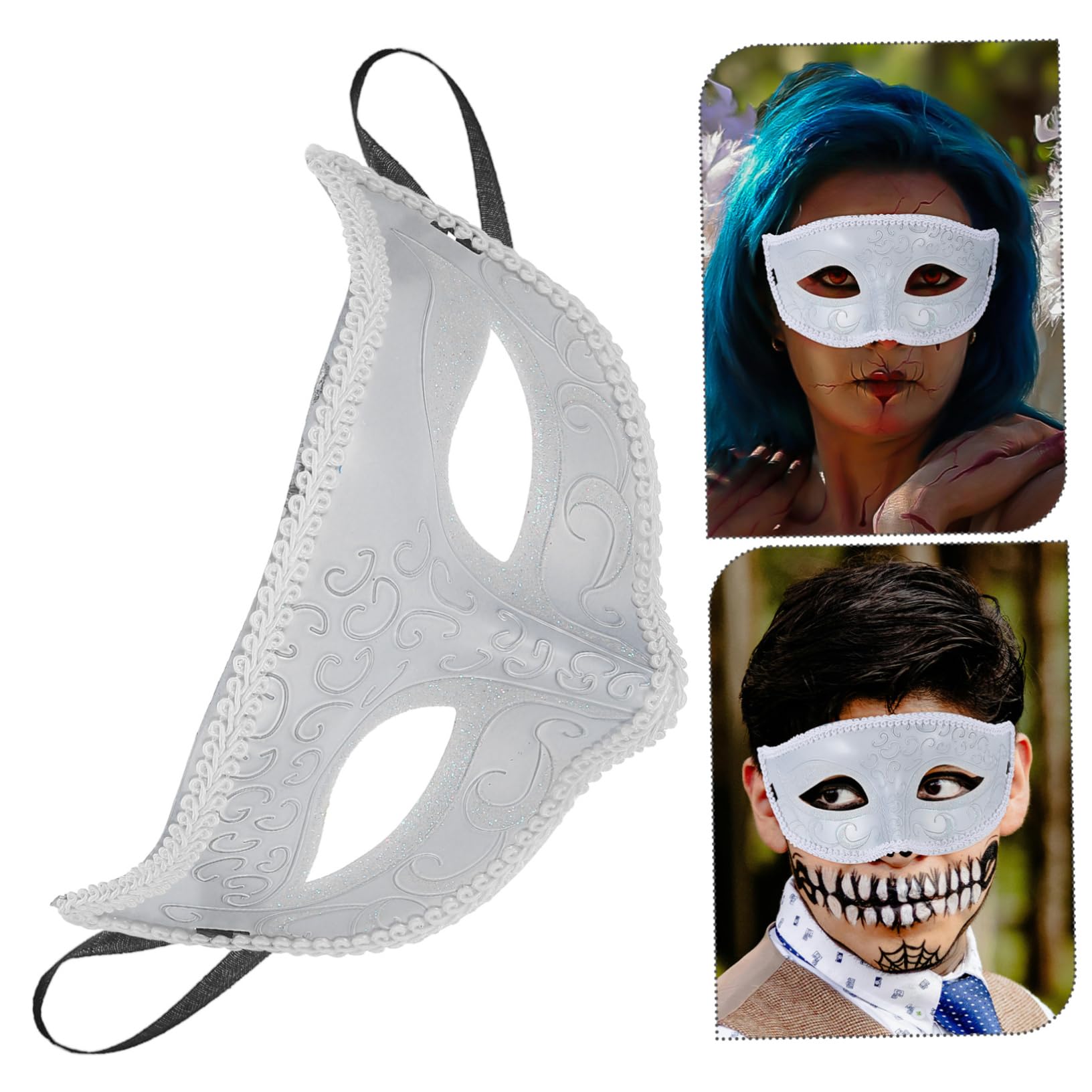 TOYANDONA Mascarade Masque Masque Demi- Princesse Carnaval Fantaisie Robe Costume Rétro Halloween Dentelle Cosplay Mascarade Dentelle Cosplay