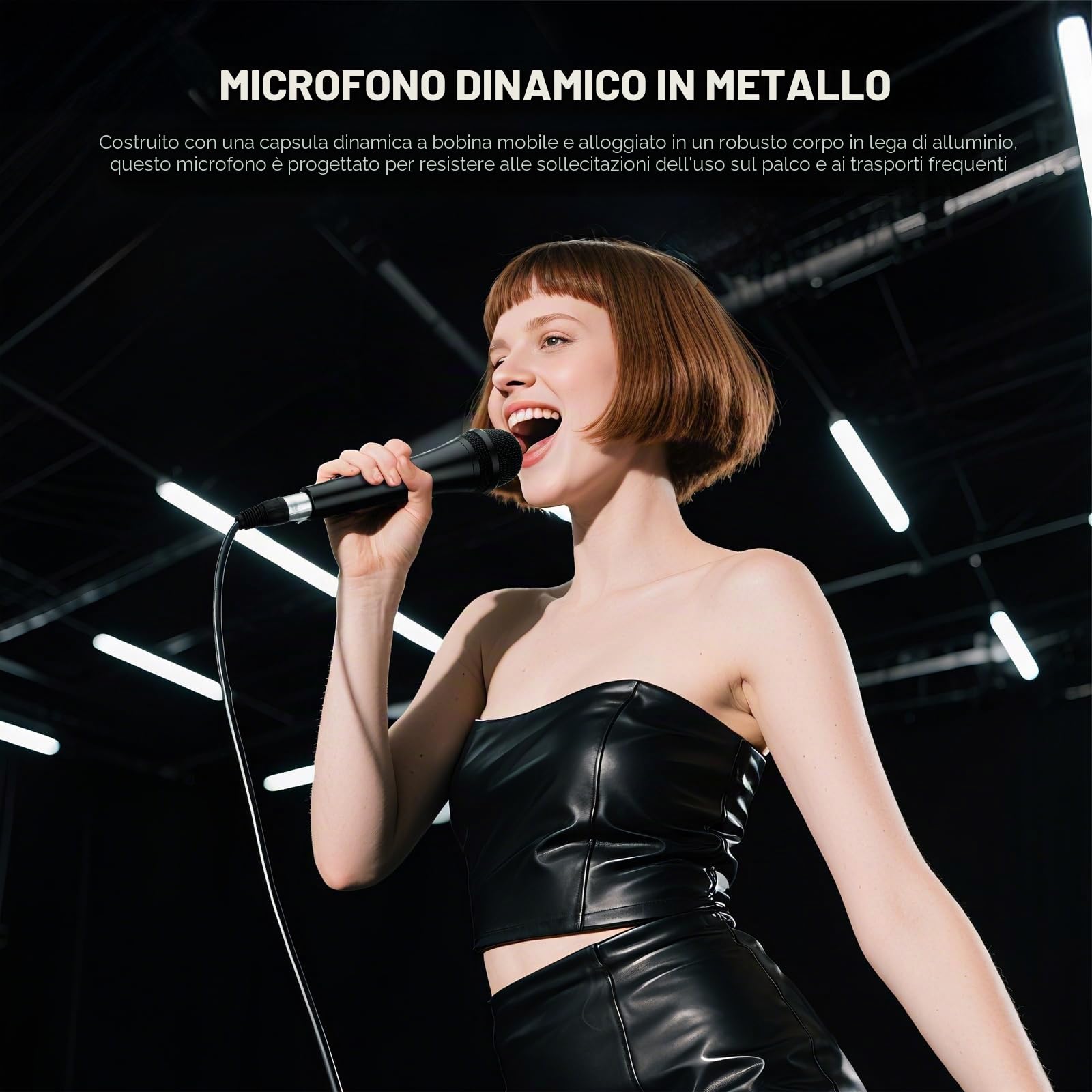 Neewer Microfono Dinamico Cardioide con Cavo Maschio XLR a Femmina XLR, Costruzione Metallica Rigida per Pickup Professionale di Strumenti Musicali, Voce, Radiodiffusione, Discorso, Nero(NW-040)