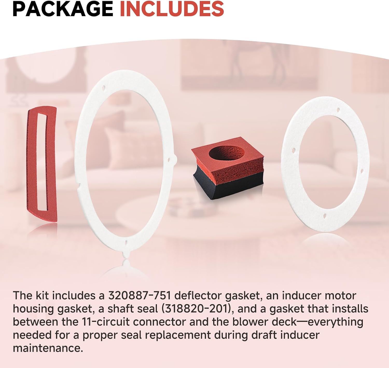 Draft Inducer Gasket Kit Compatible with Carrier Motor Housing