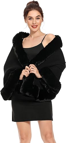 Miniatura 3 de ZLYC Mujer Invierno Chal de Piel Sintética, Estola, Bufanda Cálida, Capa de Encaje