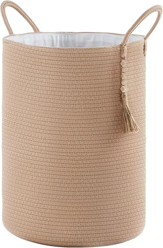 Cesta de lavandería tejida de 58 litros, canasta alta para mantas, cesta de ropa para lavandería, dormitorio, sala de estar, decoración del hogar,