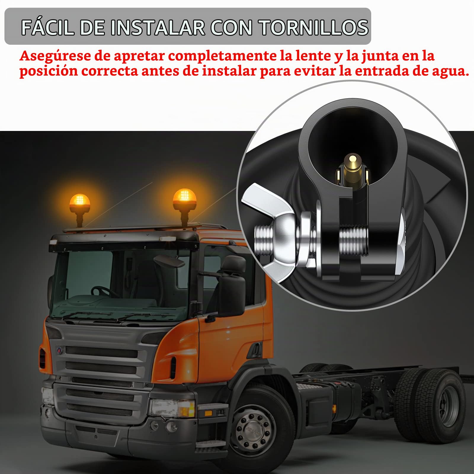 Justech 2PCs 40 Leds Luces de Emergencia Impermeable IP56 Homologadas E9 12V / 24V Luz Rotativa de Advertencia Estroboscopica con 3 Modos LED Flexible para Vehículo Remolque Camión