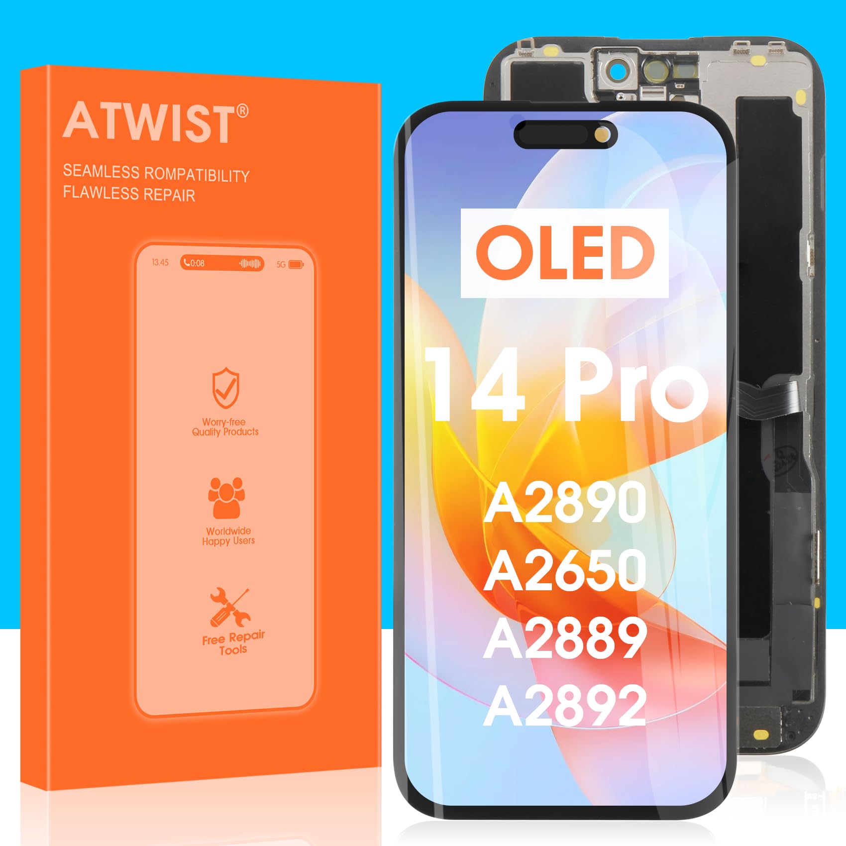 incell Lcd-scherm voor iPhone 14 Pro Display 6.1 inch voor iPhone 14 Pro A2890, A2650, A2889, A2892 3D Touchscreen Lcd scherm Digitizer Vergadering Reparatie Kit (zwart