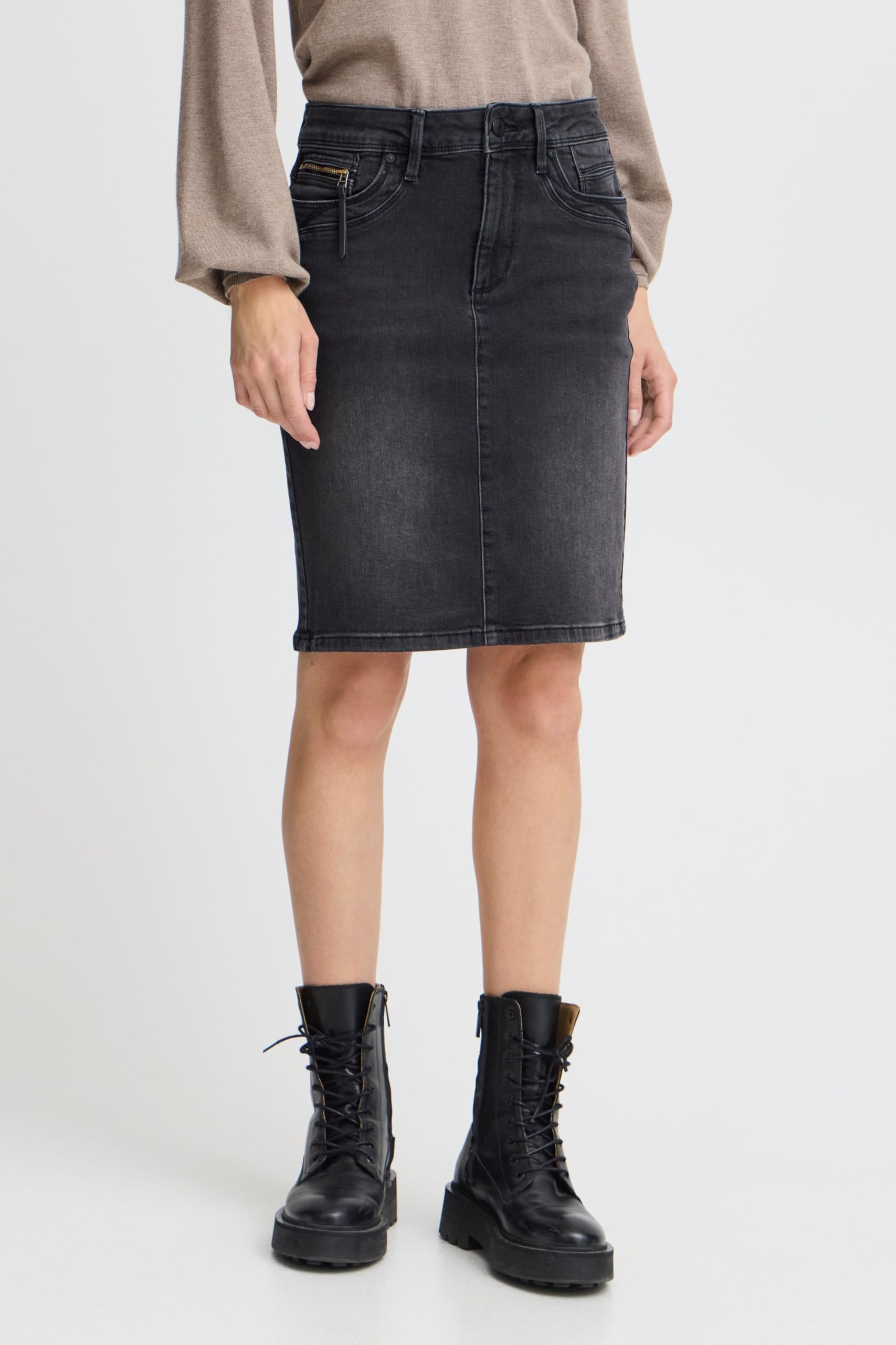 PULZ JEANS PZKAROLINA Rock Baumwollmischung Eingrifftaschen Reißverschluss figurumspielend