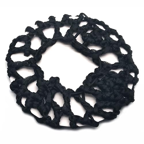 Miniatura 3 de Paquete de 7 fundas de red para moño para mujer, ballet, danza, patinaje, color negro (malla doble)