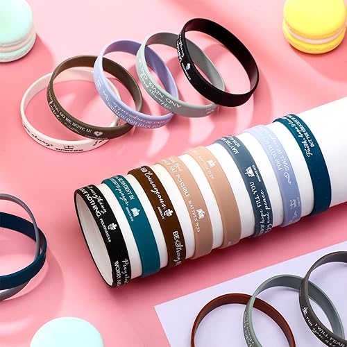 Miniatura 4 de HyDren 120 pulseras religiosas de silicona para regalo cristiano, pulseras de goma bíblicas a granel, pulseras inspiradoras coloridas de las