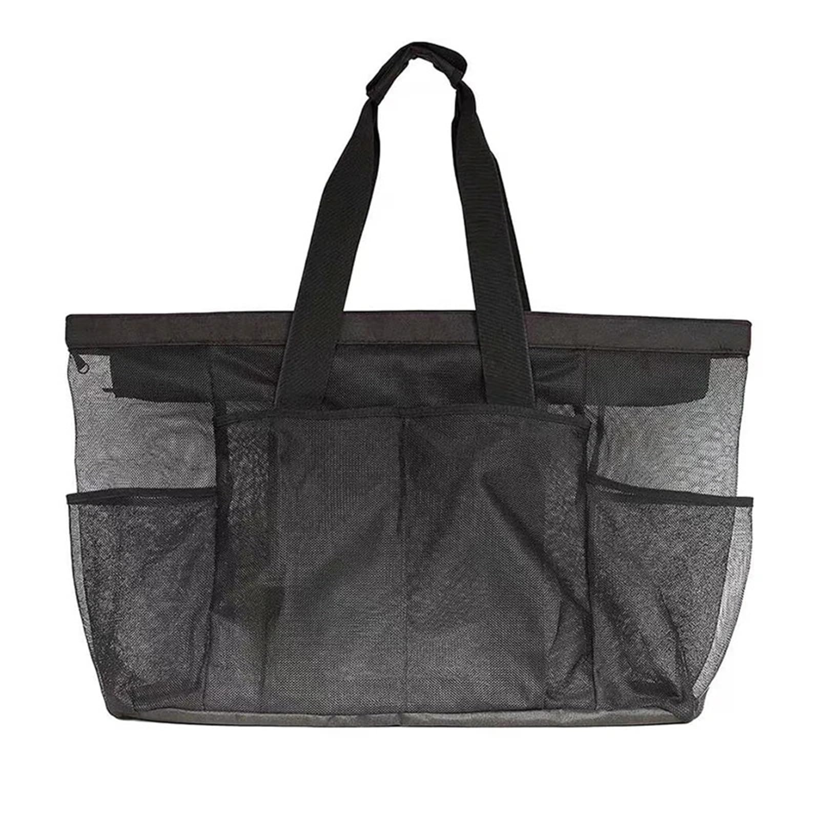Bolsa De Playa Bolsa de Playa Grande de Malla con múltiples Bolsillos, Ideal for Gimnasio, natación, Viajes y Picnic. para La Playa(Black)