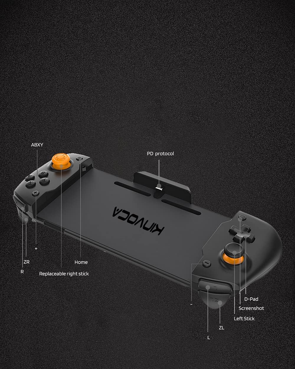 [Upgraded] KINVOCA Switch Controller for Nintendo Switch, Ergonomic Handheld Controller with Motion Control, Dual Motors and Three Analog Sticks