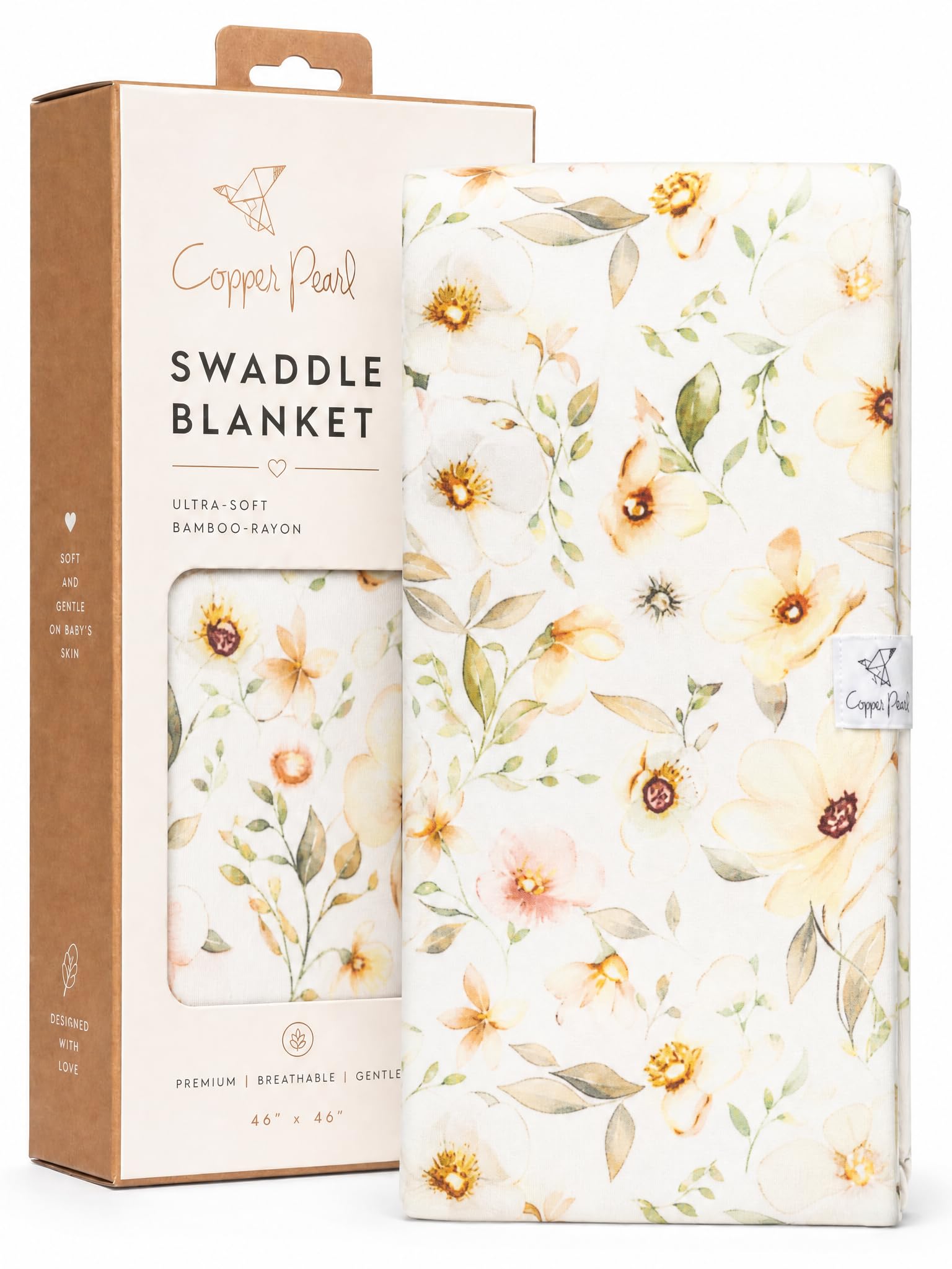 Copper Pearl Swaddle Blankets for Newborns | Soft Stretchy Receiving Blankets for Boys and Girls | Large 46 x 46 Inch Baby Blankets | Lightweight and Breathable Swaddles | Angelique