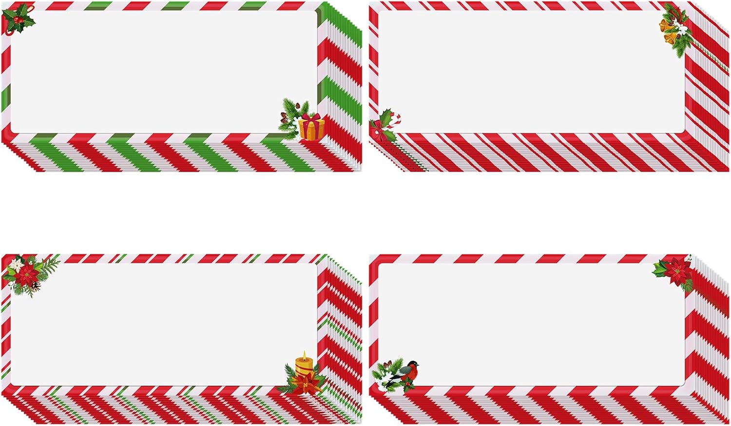 Zhanmai 60 Piece Christmas Envelopes #10 Holiday Xmas Self Adhesive Envelopes for Mailing, Office, Business, Wedding, Birthday Party Gift Supplies, 4.13 x 9.53 Inch (Candy Style)