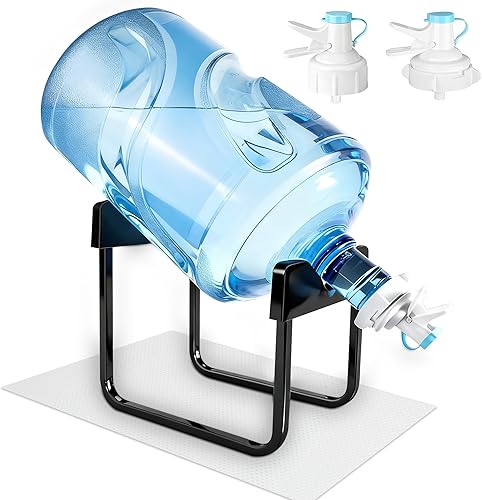 Soporte dispensador de agua, soporte para jarra de agua con 2 grifos, marco de hierro resistente para cubos de 5 galones, alfombrilla