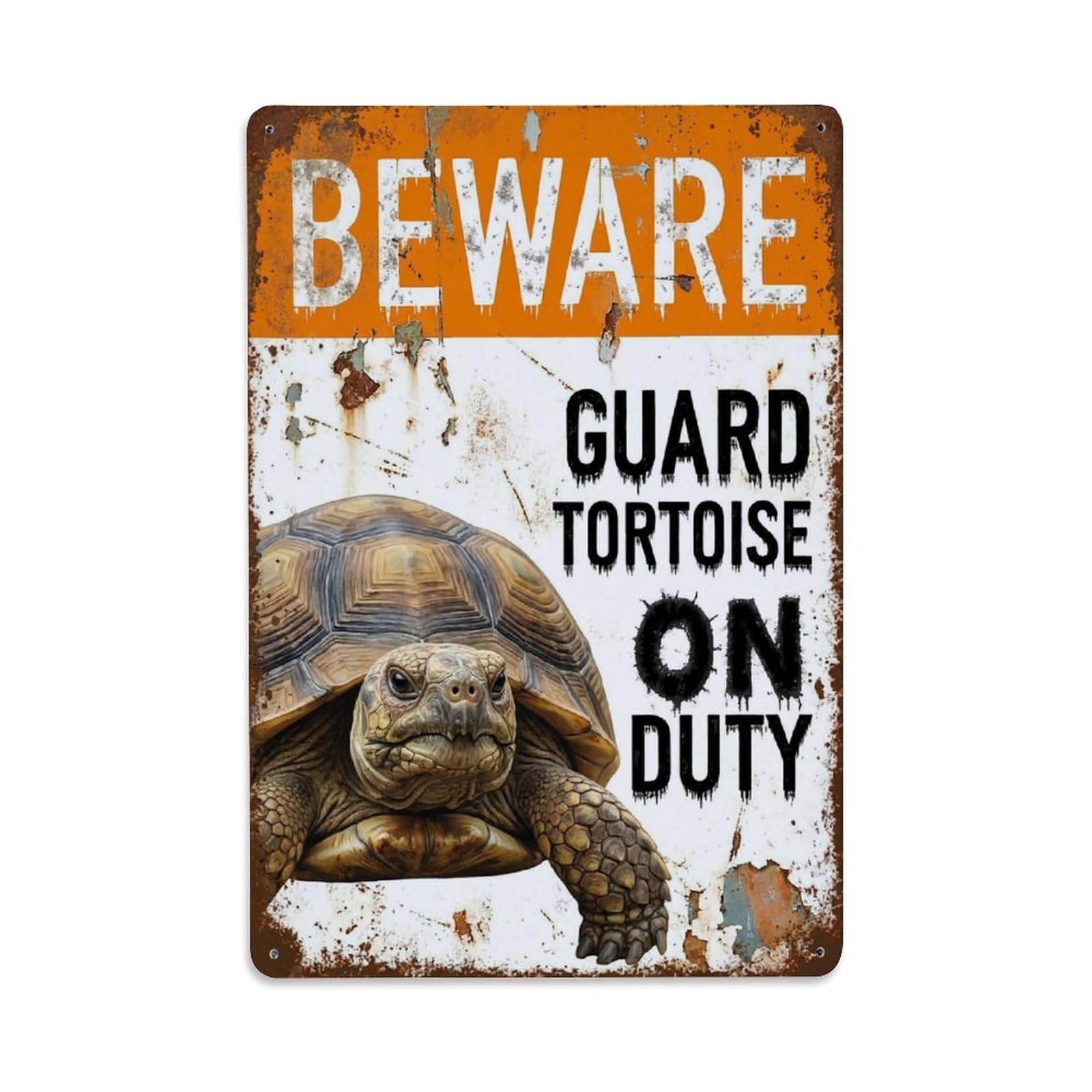 Vintage Funny Tortoise Guard Beware of Pet Corner Metal Tin Sign Plaque Wall Decor for Cafe, Club Bar, Office, Garden Metal Poster 8x12Inch