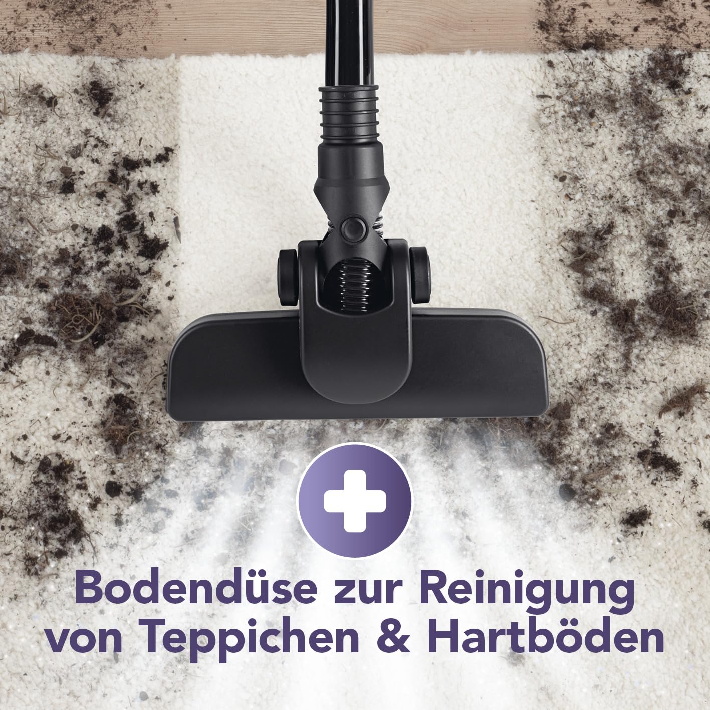 CLEANmaxx Akku Staubsauger | 2in1 Handstaubsauger & Bodenstaubsauger | max. 30 Min. Laufzeit | kabellos, leistungsstark, wiederaufladbar | mit Verlängerungsrohr (80 cm) & Düsen-Set
