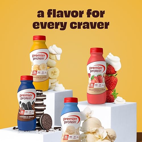 Vista 7 de Premier Protein - Batido de proteína sabor a plátanos y crema, 30 gramos de proteína, sin azúcar añadida, 24 vitaminas y minerales para apoyar