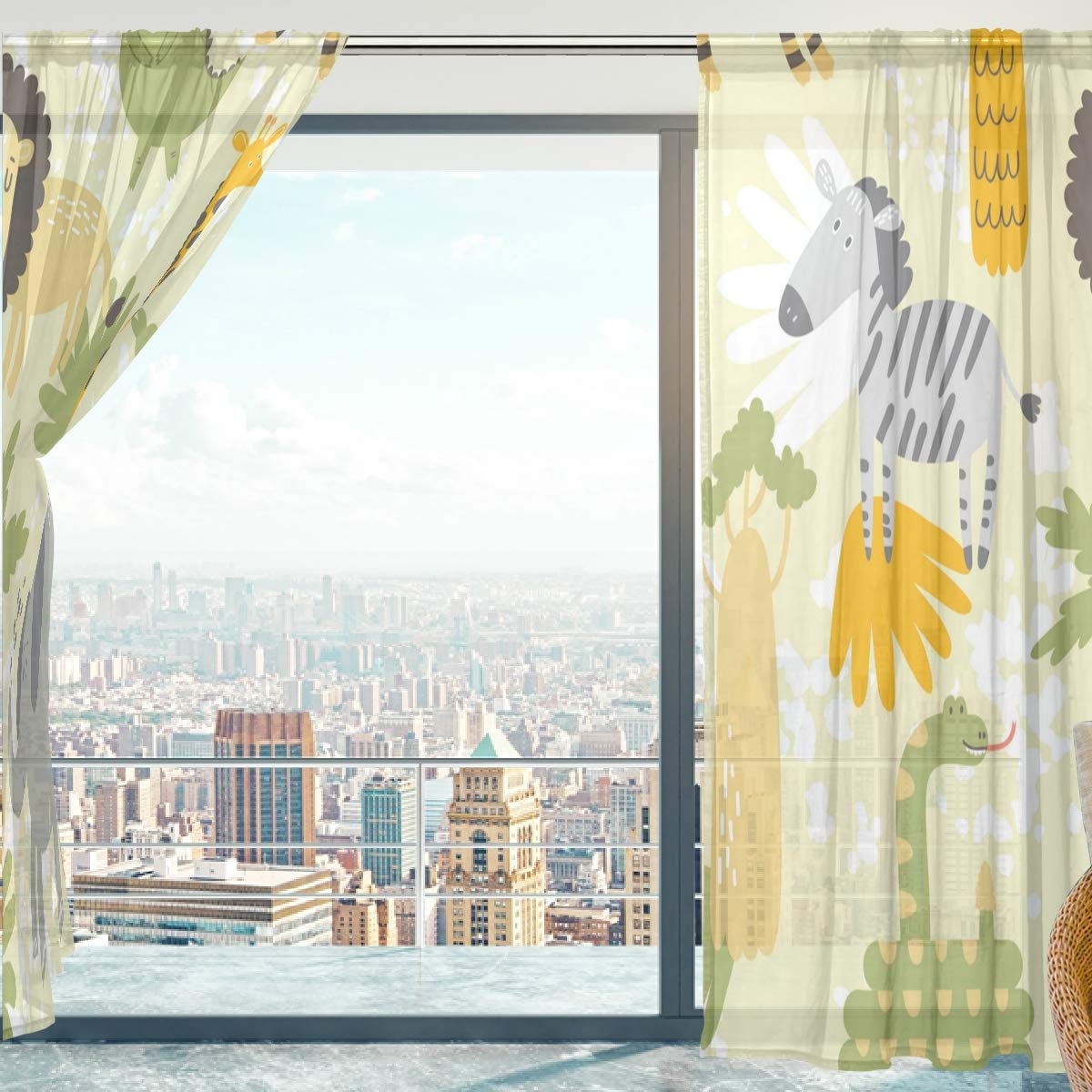 Tende Voile Trasparenti Hiseng 2pz - Design Con Nuvole E Stelle, 140x280cm, Per Interni E Balconi - Foto 12