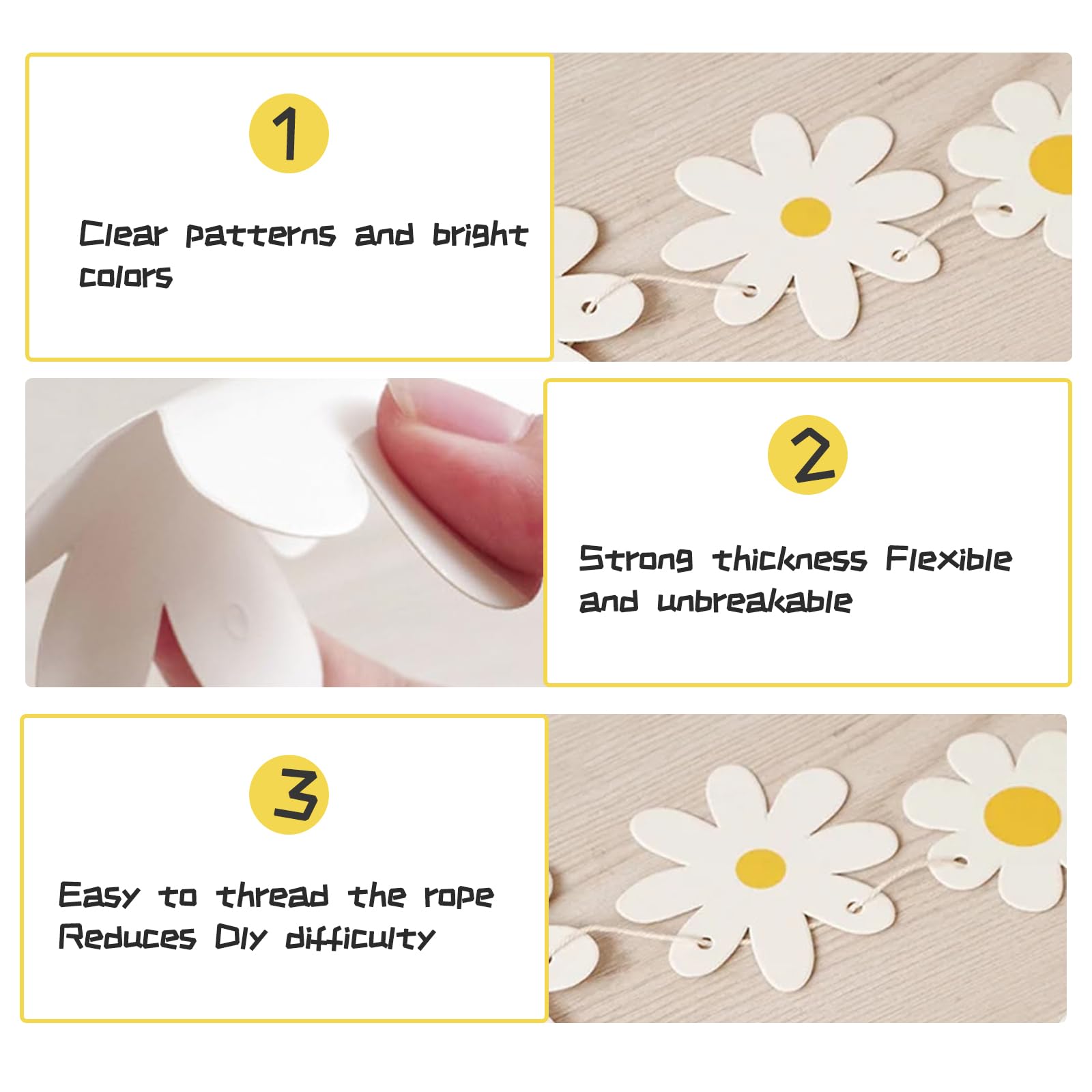 4 Pezzi Banner Margherite Bianche Boho - Ghirlande Fiori Per Decorazioni Compleanno, Nursery E Feste - Foto 11