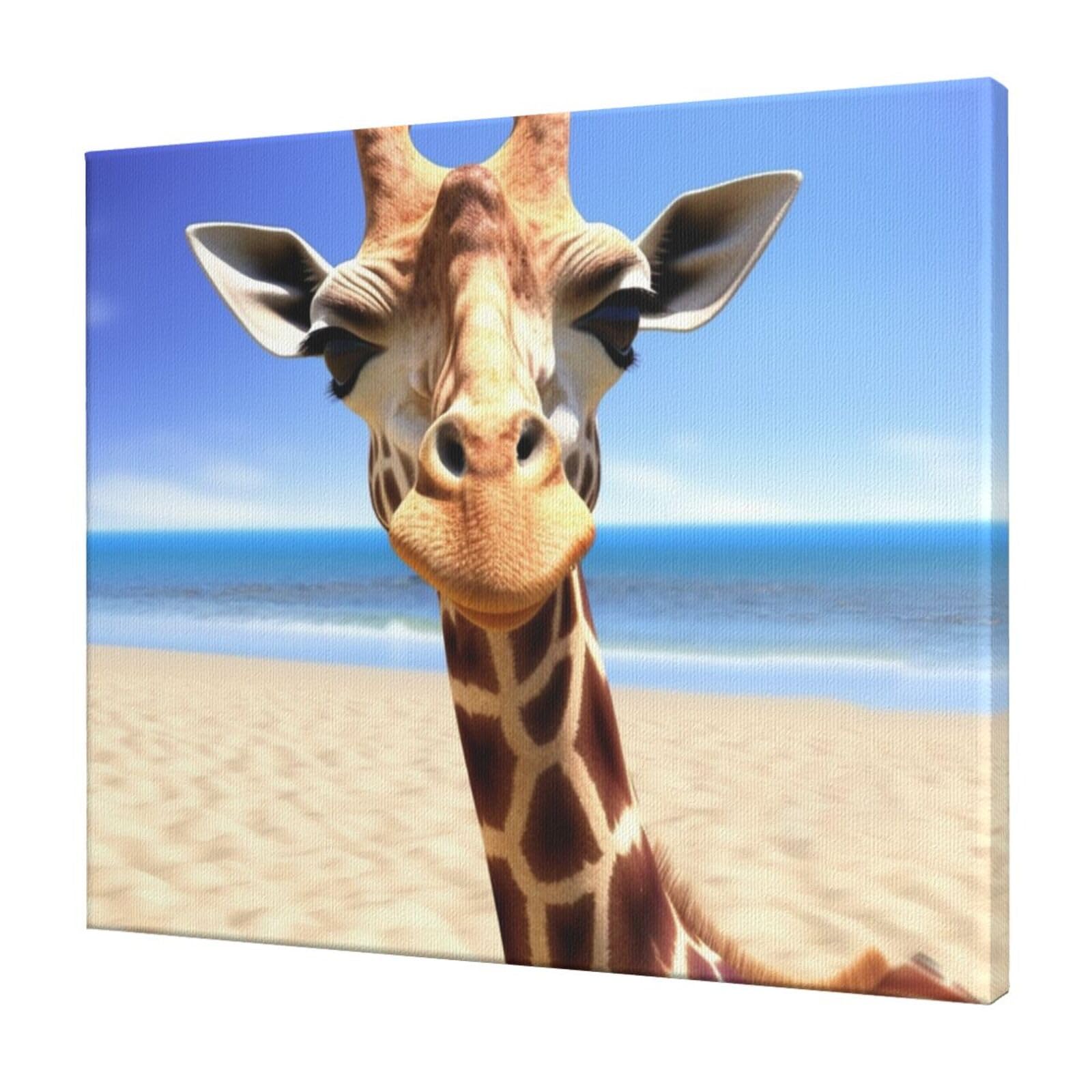 FodPand Beach Giraffe Canvas Wall Art for Living Room Wall Decor 20"x24" Modern Artwork Painting Pictures Hanging Canvas Prints Aesthetic Wall Art for Bedroom Bathroom Office Wallart Decor