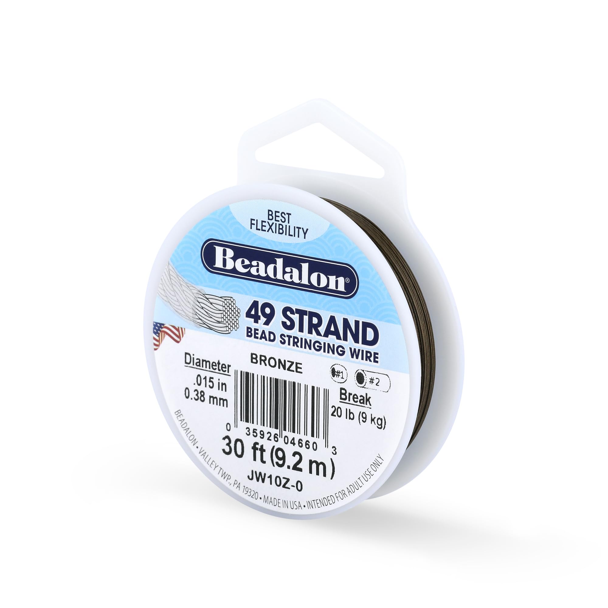 Beadalon 0.38 mm Diameter 9.2 m Reel 49 Strand Wire, Bronze