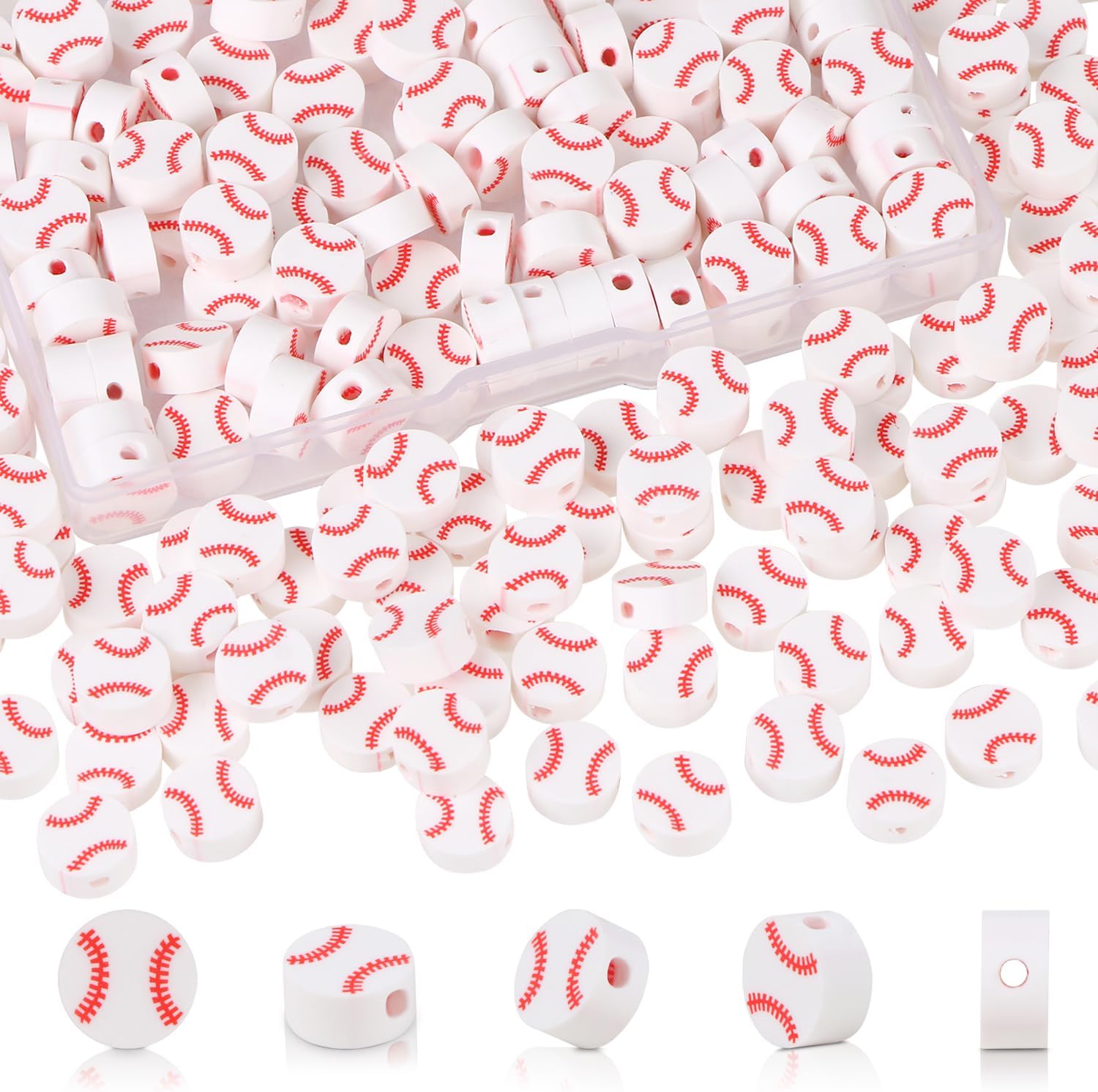 150Pcs Baseball Beads for Jewelry Making, DREMISI 10mm