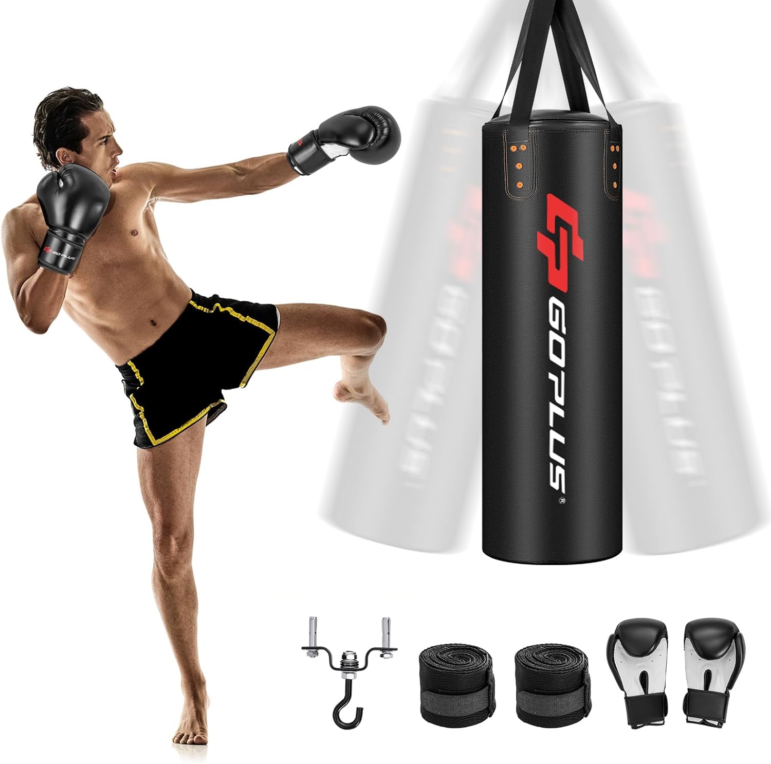 Goplus Punching Bag, Unfilled Heavy Boxing Bag Set with
