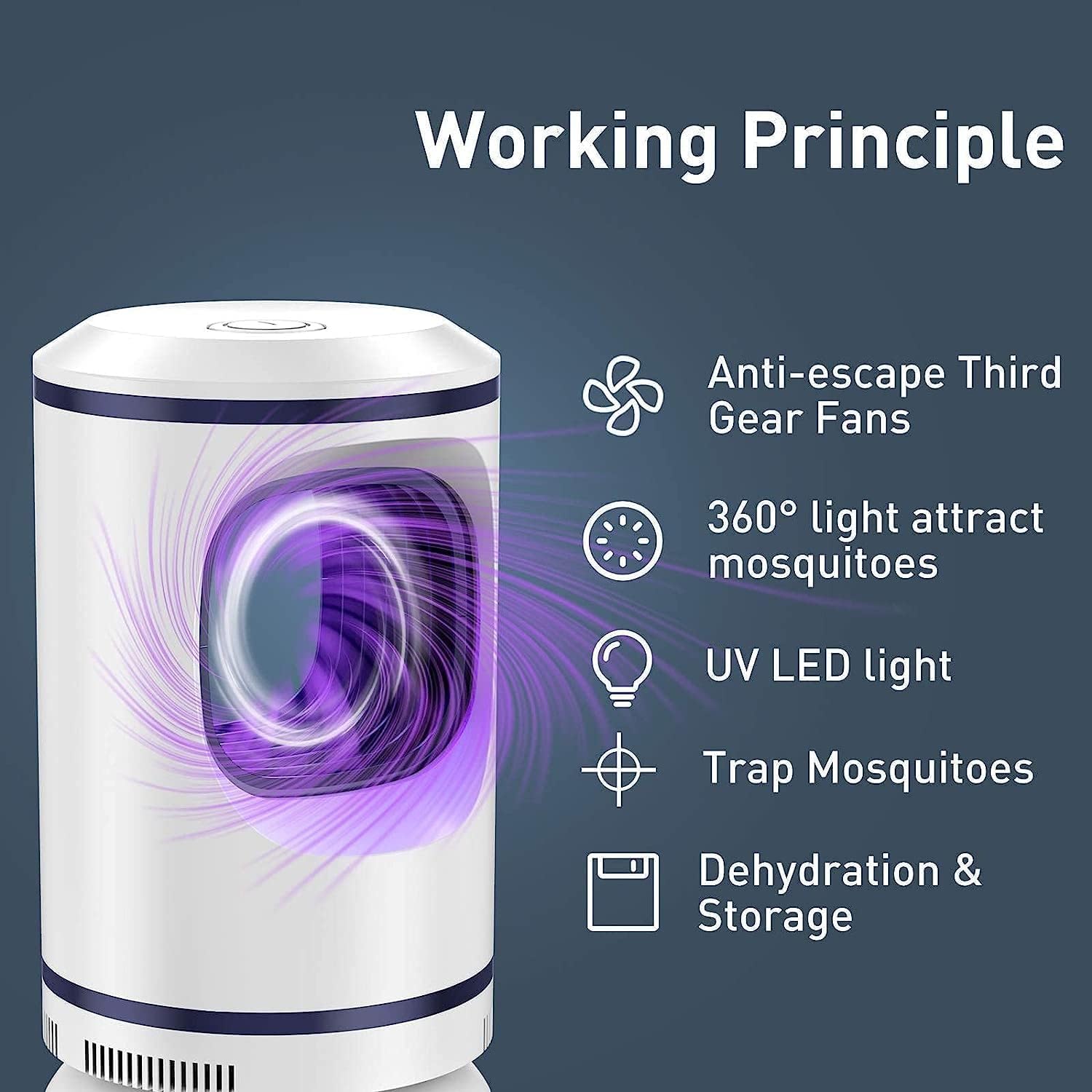 Asesino de Mosquitos, Asesino de Mosquitos eléctrico USB, Lámpara LED UV para Mosquitos, Repelente de Mosquitos silencioso para Uso en Interiores y Exteriores