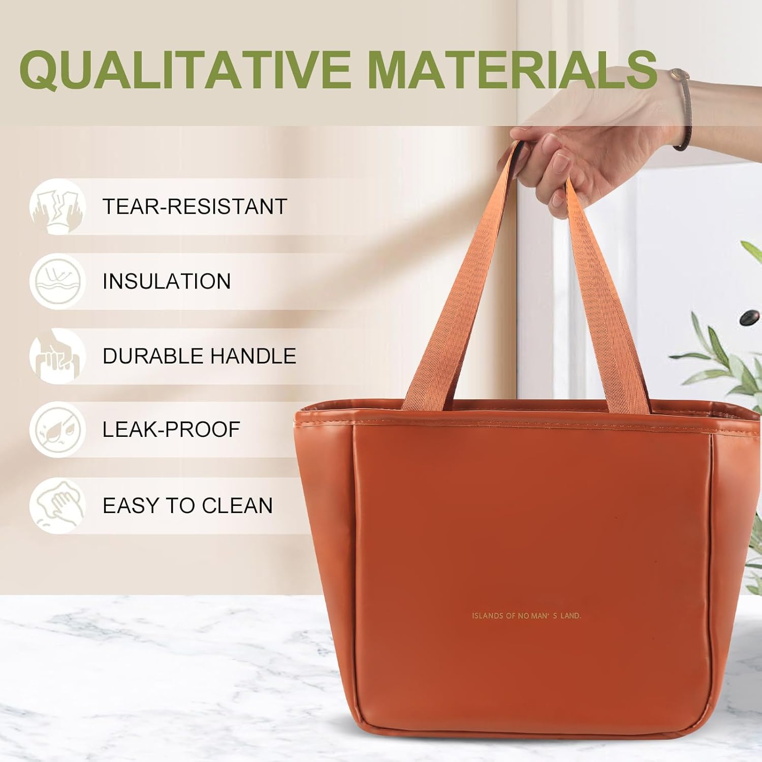 Lunch Box for Women, Lunch Bag for Women Simple Reusable Insulated Lunch Tote Bag Cute Cooler Food Storage Bags for Work, Office or Picnic (Brown) - Image 2