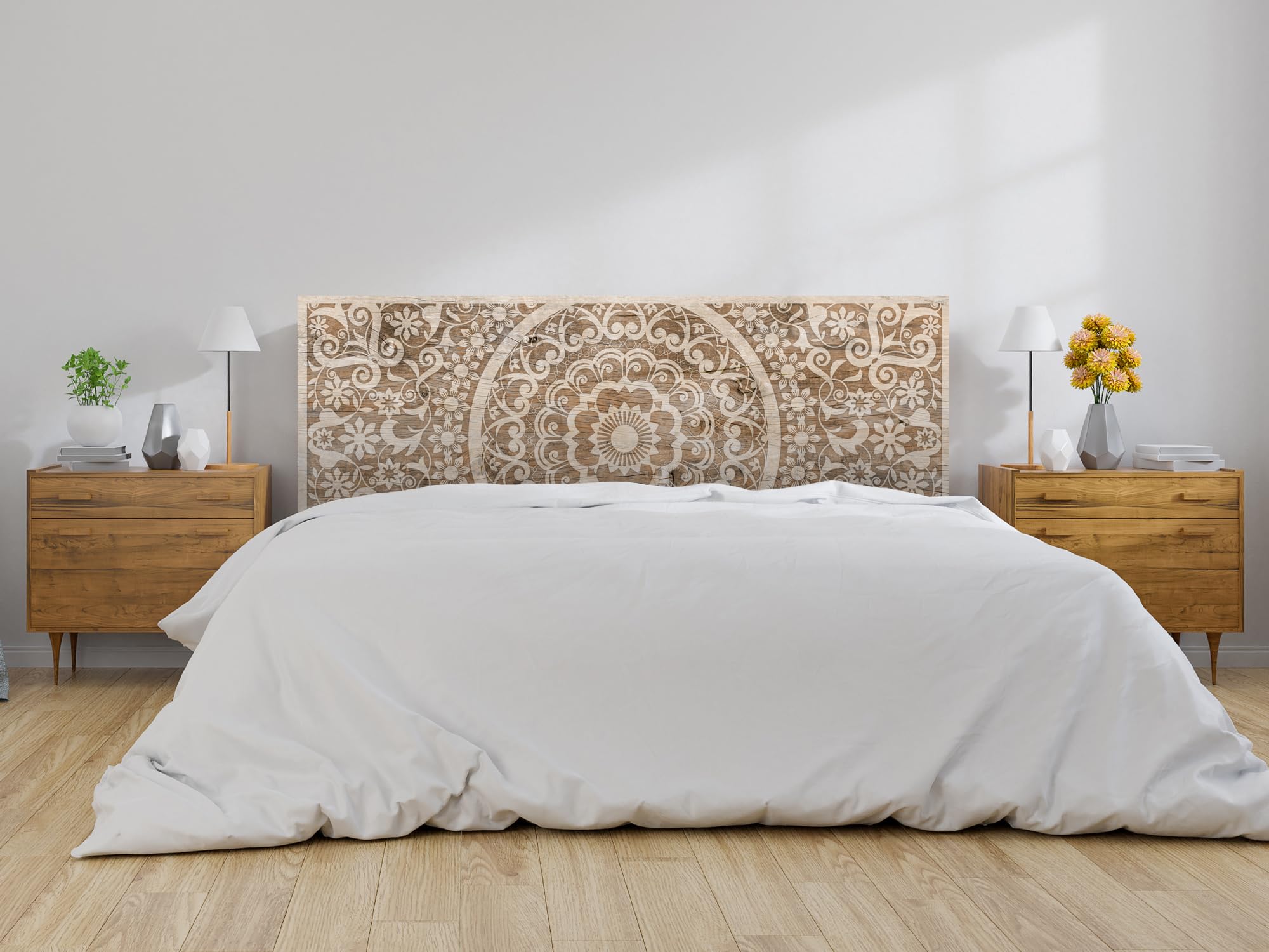 Oedim Cabecero Cama PVC Madera Mandala_H131 | Disponible en Varias Medidas | Cabecero Ligero, Elegante, Resistente y Económico (Madera Clara Mandala_H131, 135x60cm)