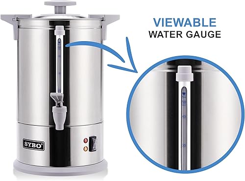 Miniatura 3 de SYBO Cafetera de percolado de acero inoxidable de grado comercial, urna de agua caliente para catering, 100 tazas de 16 L, color gris