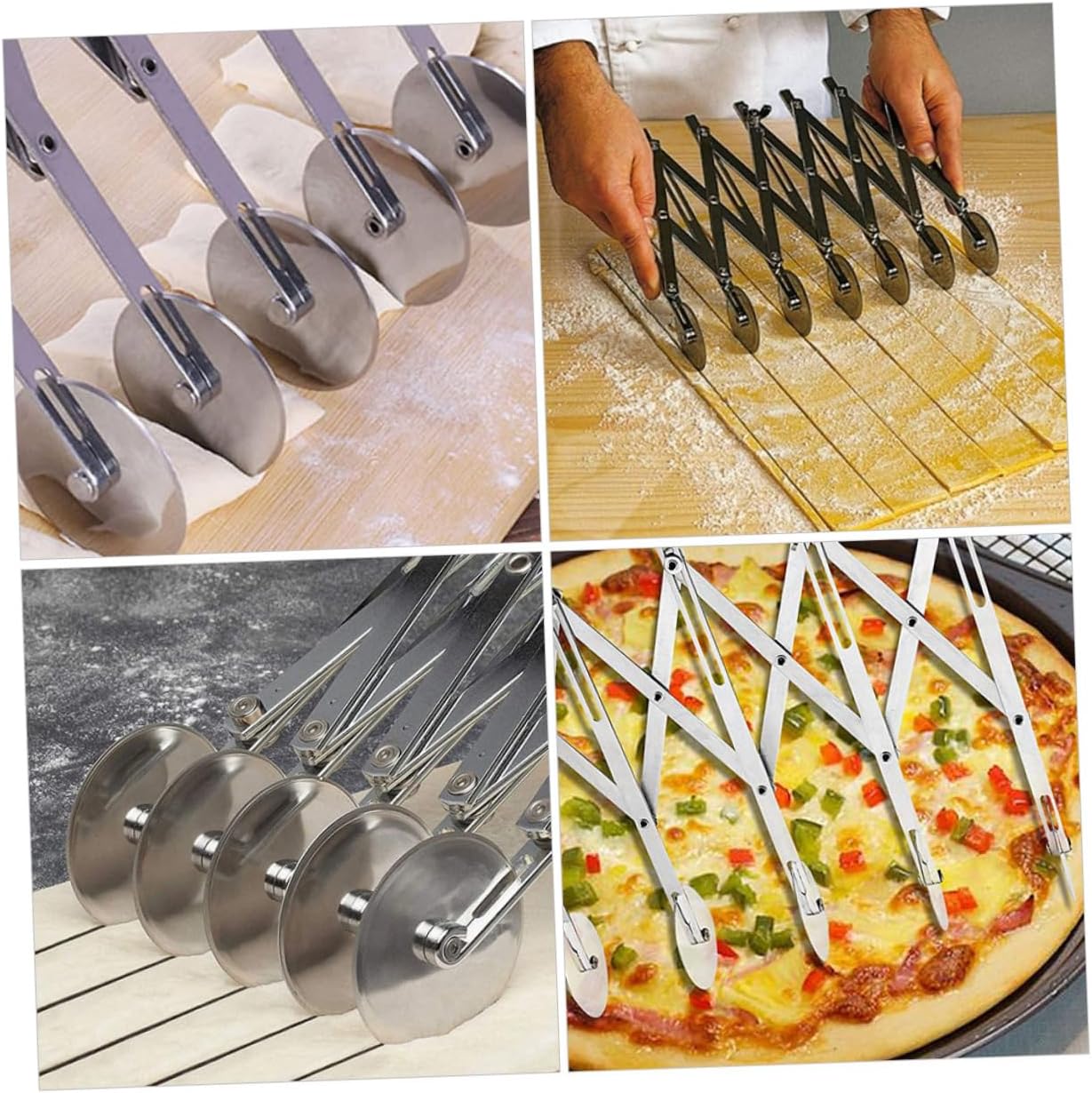 VICASKY Expandable Wheel Pastry Cutter Stainless Steel Pizza Wheel Slicer Dough Roller Divider Smooth Burr Surface Baking Tool
