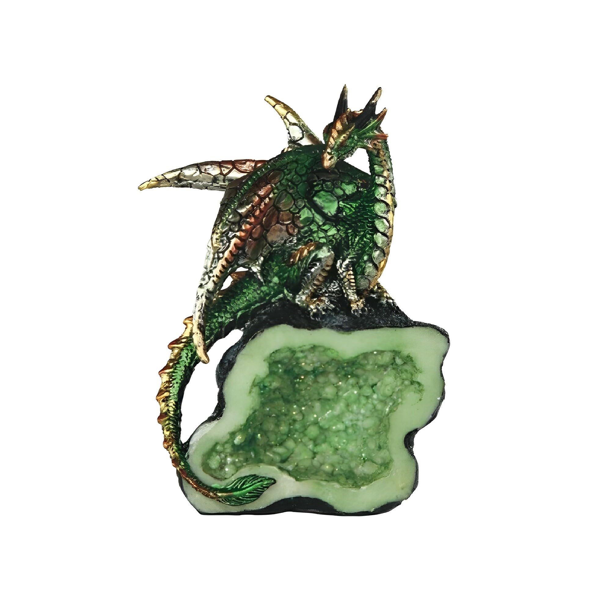 ICE ARMOR 5.5" H Green Dragon on Green Faux Crystal Stone Statue Fantasy Decoration Figurine