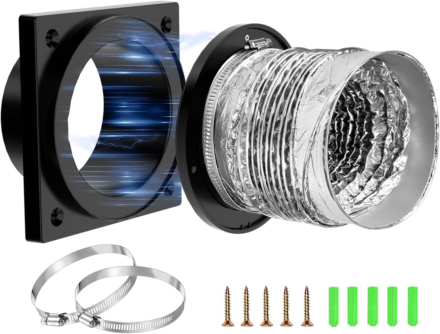 2026 Upgrade DV180 Magnetic Dryer Vent Connector Kit, Self-Aligning & Airtight Seal, Quick Connect/Disconnect for Easy Cleaning, Includes 4”x2.6ft Duct & Clamps