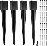 Vista 10 de Anclaje con Pico para Poste de Cerca 4x4 de 36" de Longitud Metal Negro con Recubrimiento en Polvo – Anclajes para Poste de Buzón – Se Ajusta a