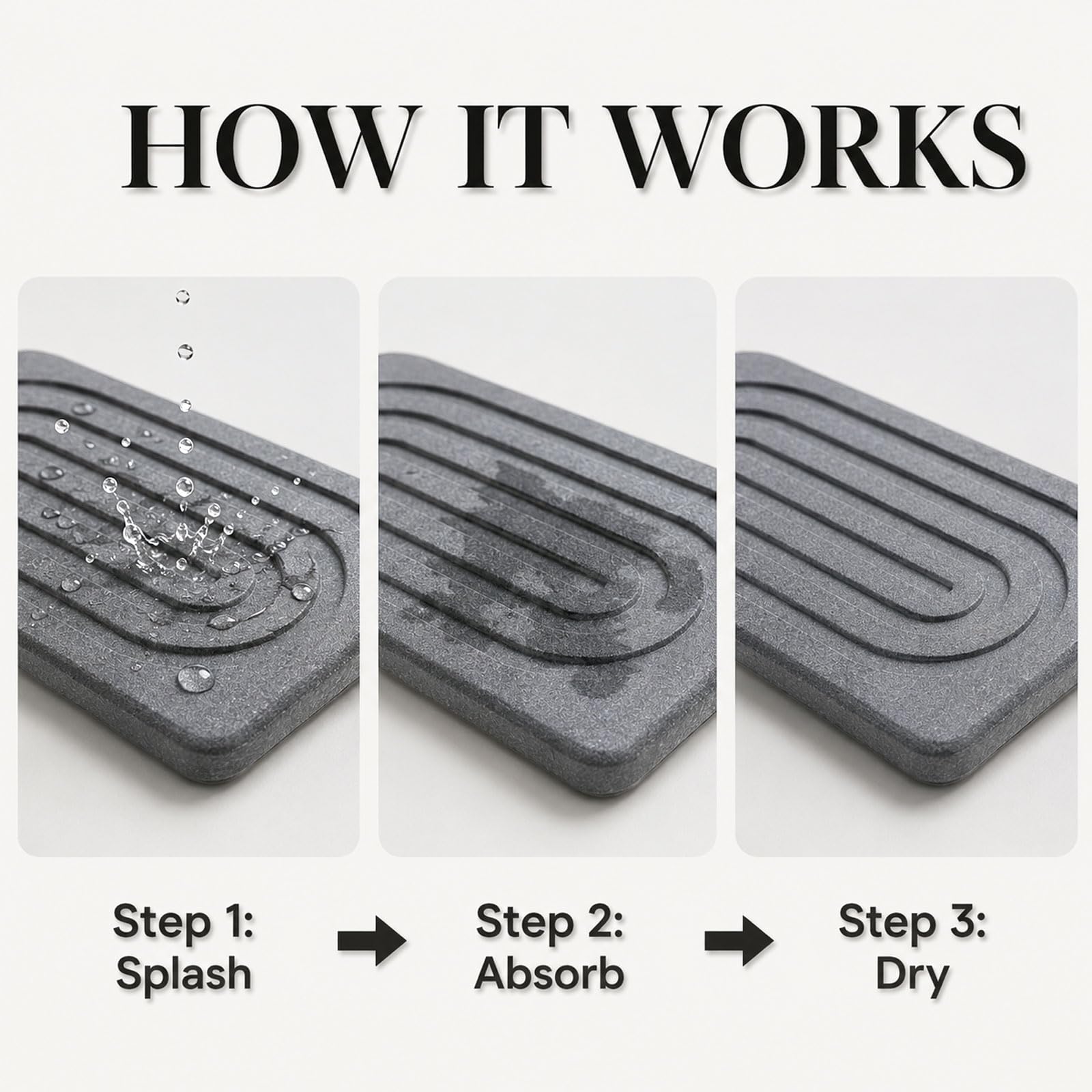 Set da 2 vassoi da bagno, sottobicchieri in diatomite assorbenti, tappetino in pietra ad asciugatura rapida per piano cucina, portasapone per bagno e cucina (grigio, 21 x 10 cm)