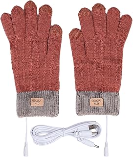 USB 加熱手袋 - タッチスクリーン電気暖かいニット手袋、アウトドア活動用フェイクカシミヤハンドウォーマー |スキー、バイク、ランニング、運転、ウィンタースポーツ用の充電式サーマルグローブ